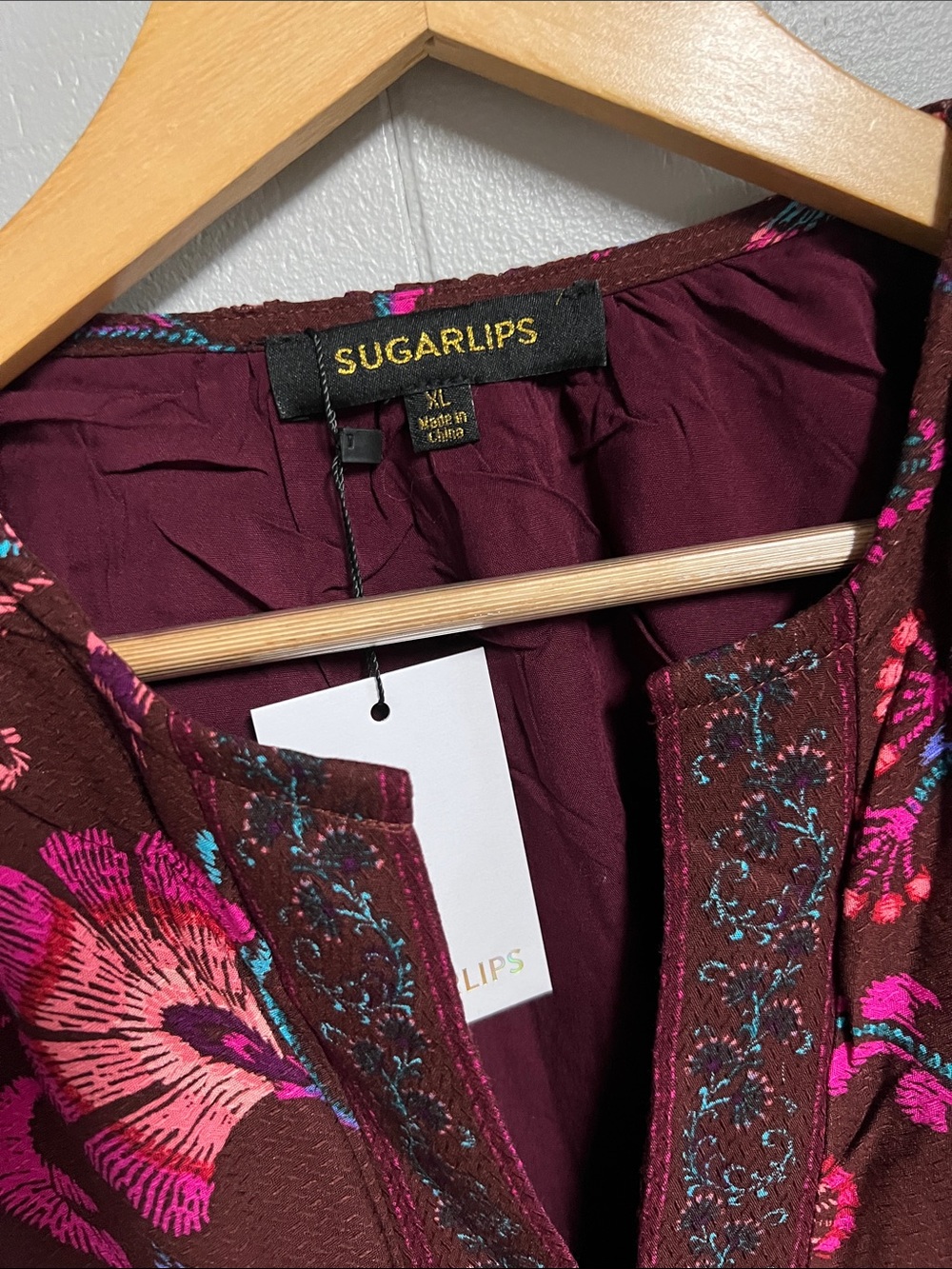 NWT Sugarslips Floral Blouse Shirt Top XL - Picture 11 of 14
